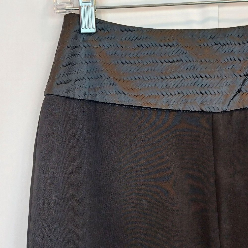 L'AGENCE WMNS Sz 6 Black Front Slit Pencil Skirt Woven Band High Waisted Modern - Picture 3 of 16